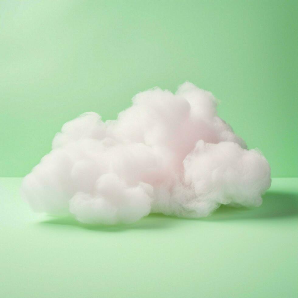 een katoen snoep groen achtergrond met pluizig wolken foto