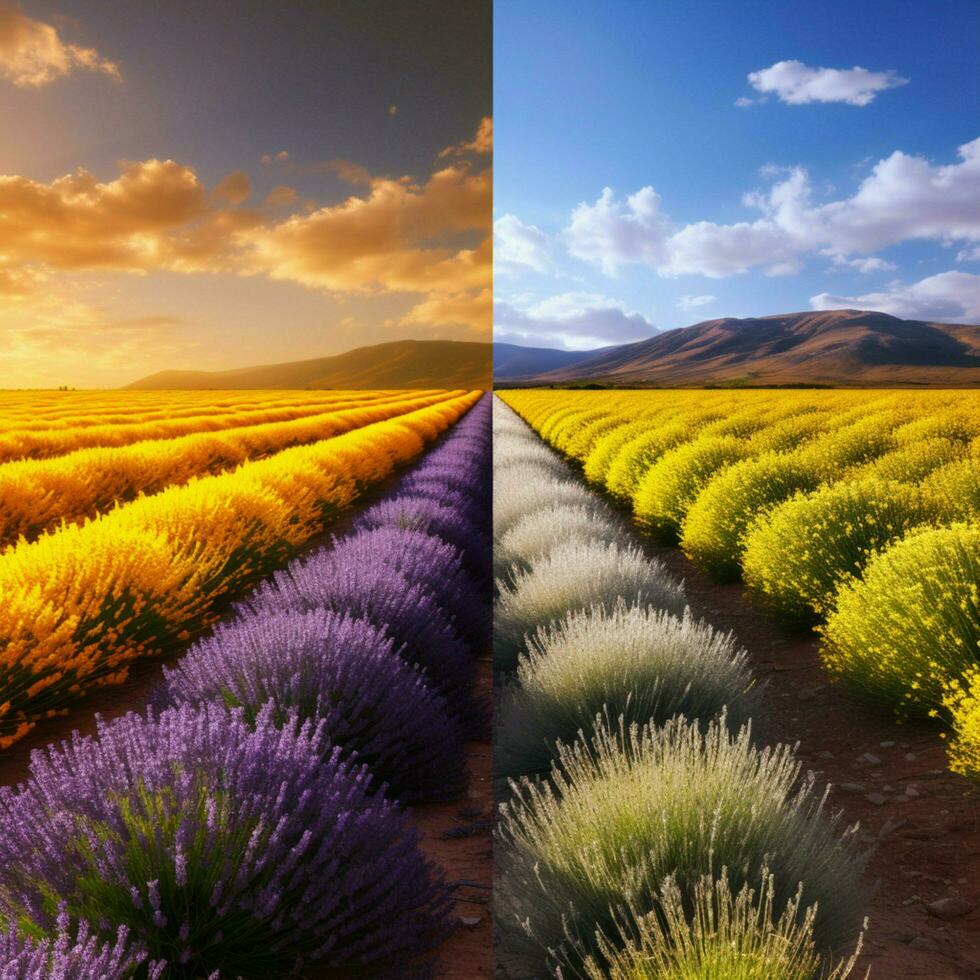 lavendel vs mosterd geel hoog kwaliteit foto