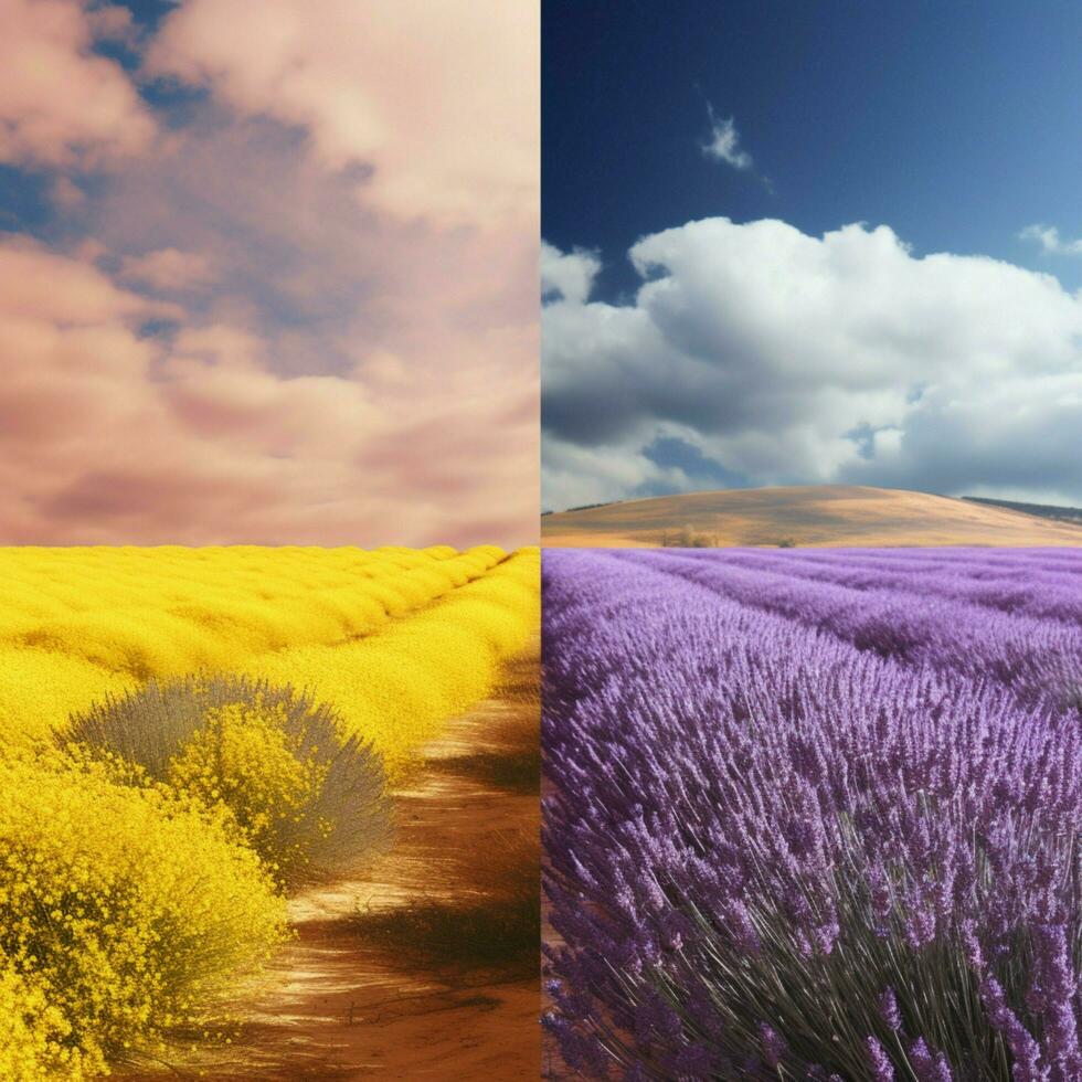 lavendel vs mosterd geel hoog kwaliteit foto