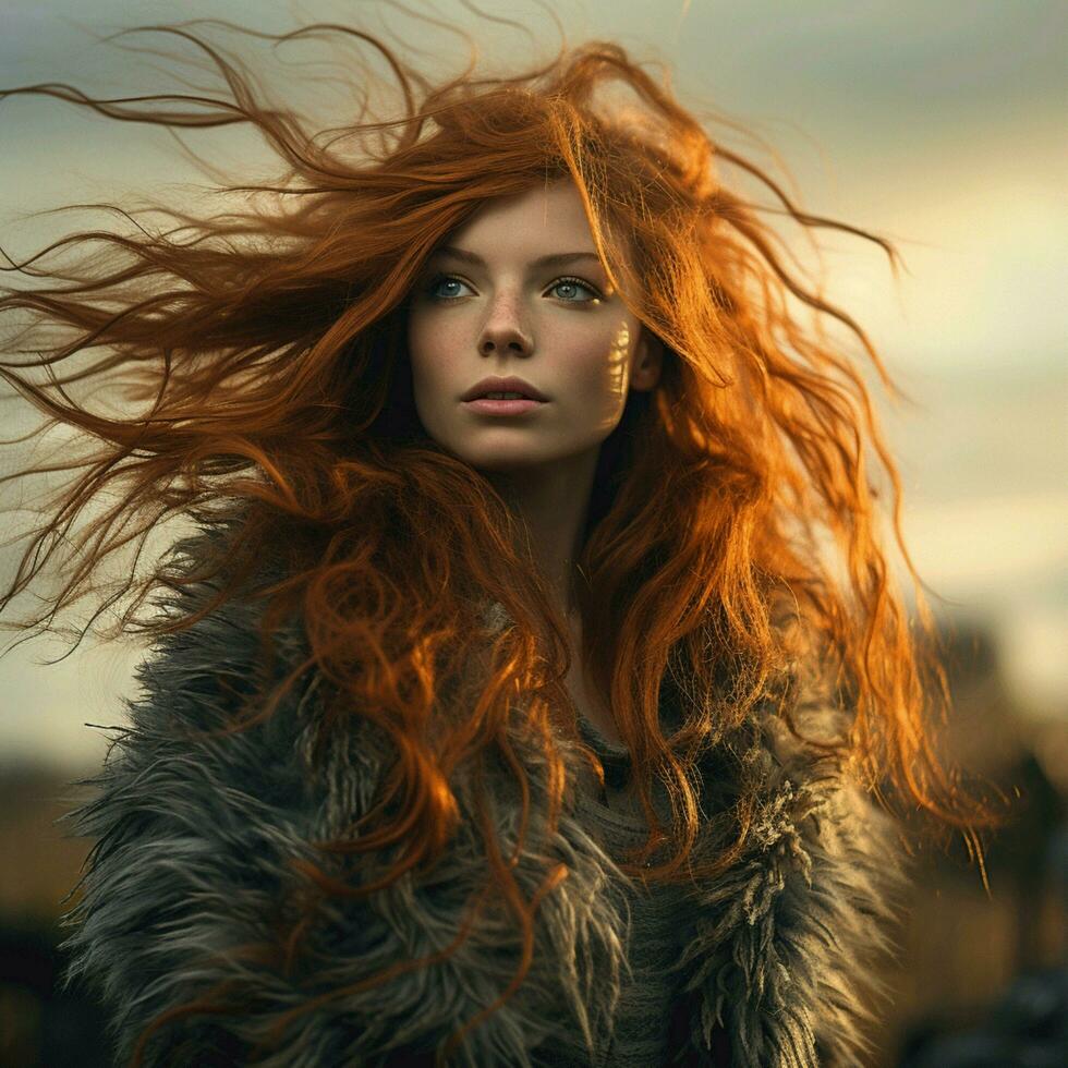 vrouw haar- stijl wild leven fotografie hdr 4k foto