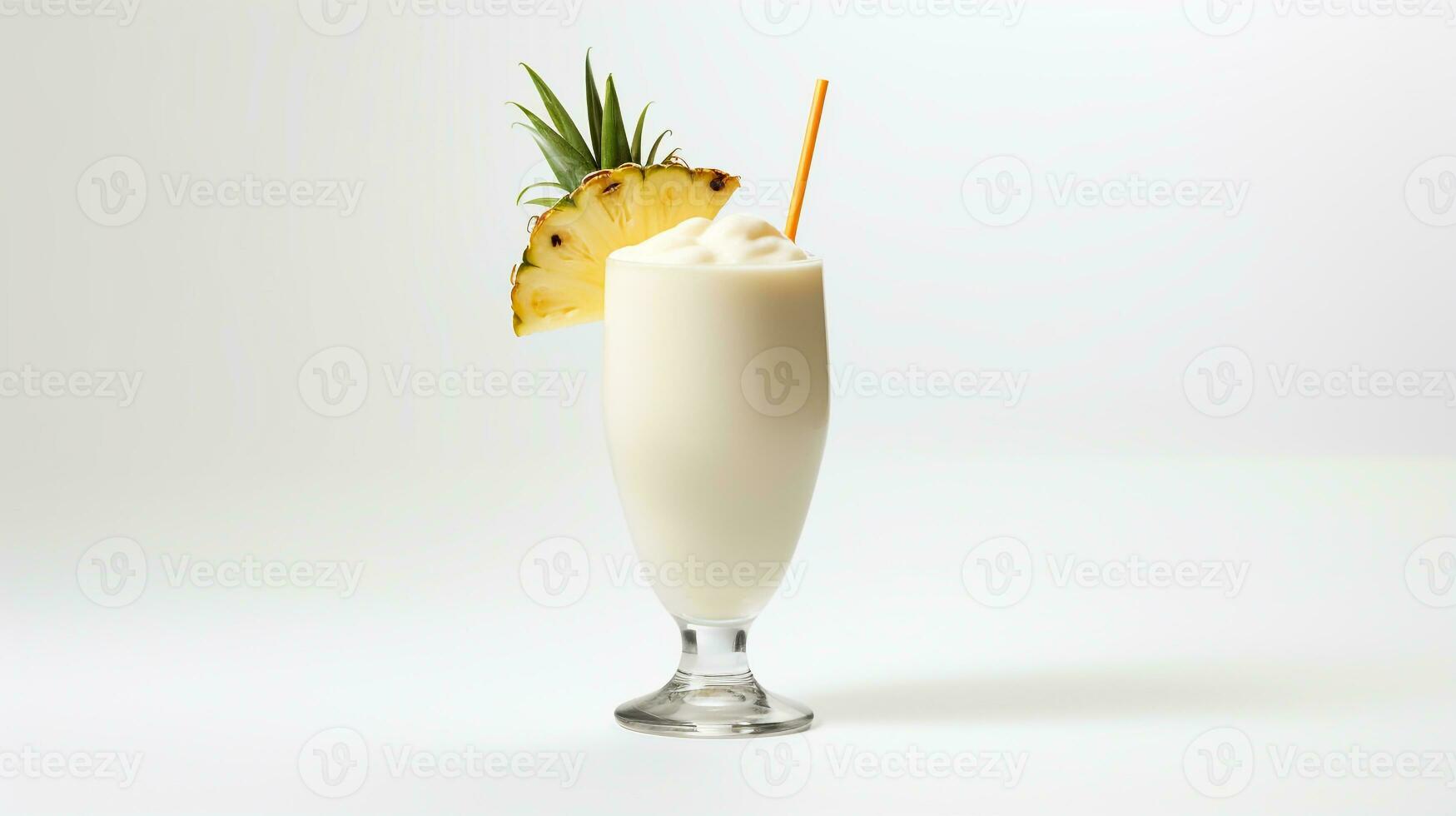 foto van een pina colada geïsoleerd Aan vlak wit achtergrond. generatief ai