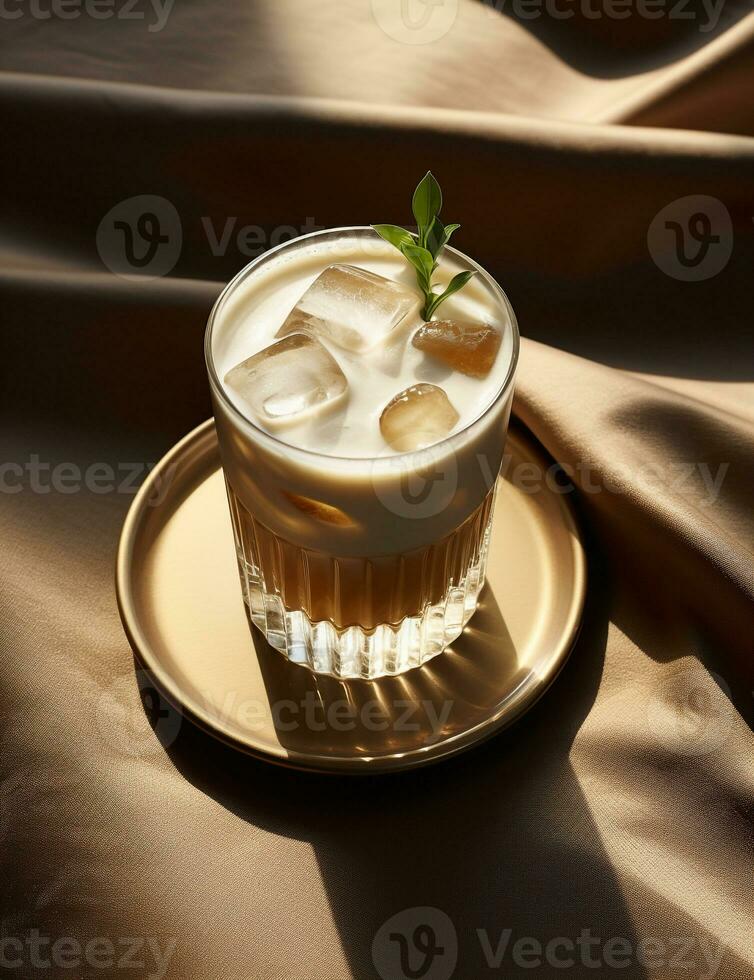 foto van sommige wit Russisch drinken elegant geplateerd Aan een tafel. generatief ai