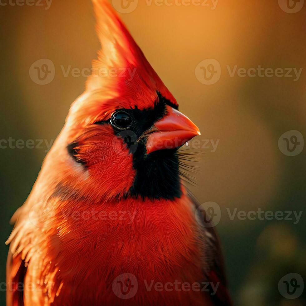 een verbijsterend mannetje noordelijk kardinaal zitstokken trots, haar levendig rood gevederte contrasterend met de omgeving groen gebladerte ,ai gegenereerd foto