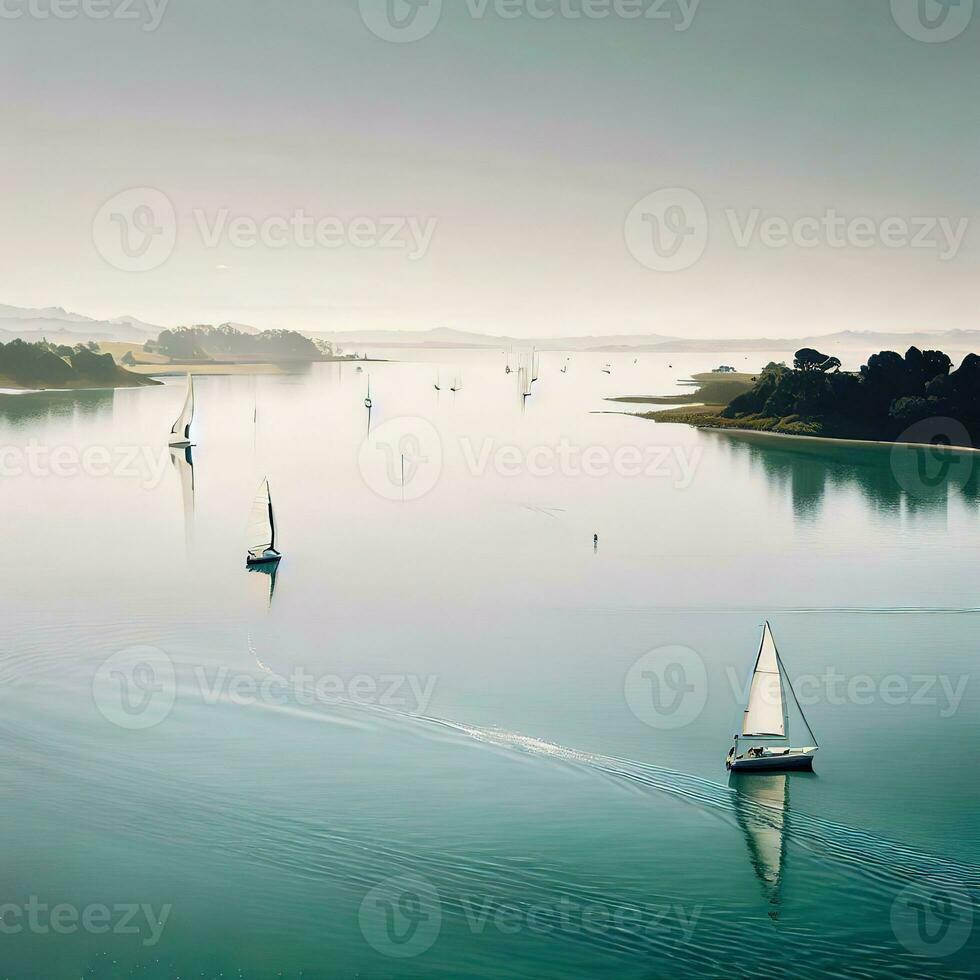 yatch Aan zee vakantie, zee tafereel zomer landschap ,ai gegenereerd foto