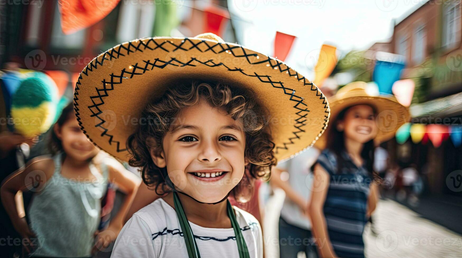 portret kinderen vervelend sombrero glimlachen ai generatief foto