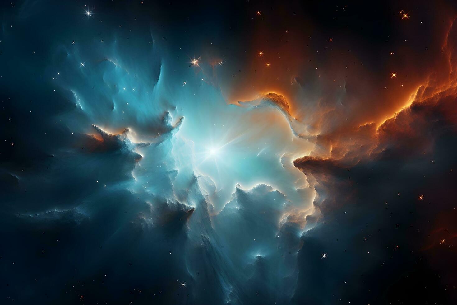 kleurrijk ruimte heelal wolk nevel. stary nacht kosmos. universum wetenschap astronomie. supernova achtergrond behang. generatief ai foto
