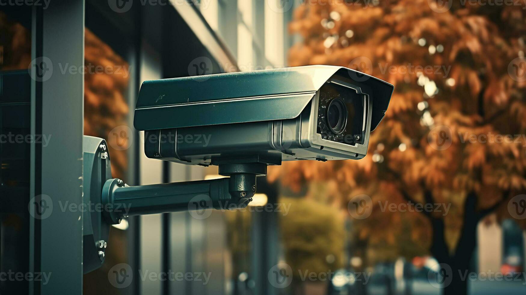 cctv toezicht houden en beveiligen de facade van de gebouw. generatief ai foto