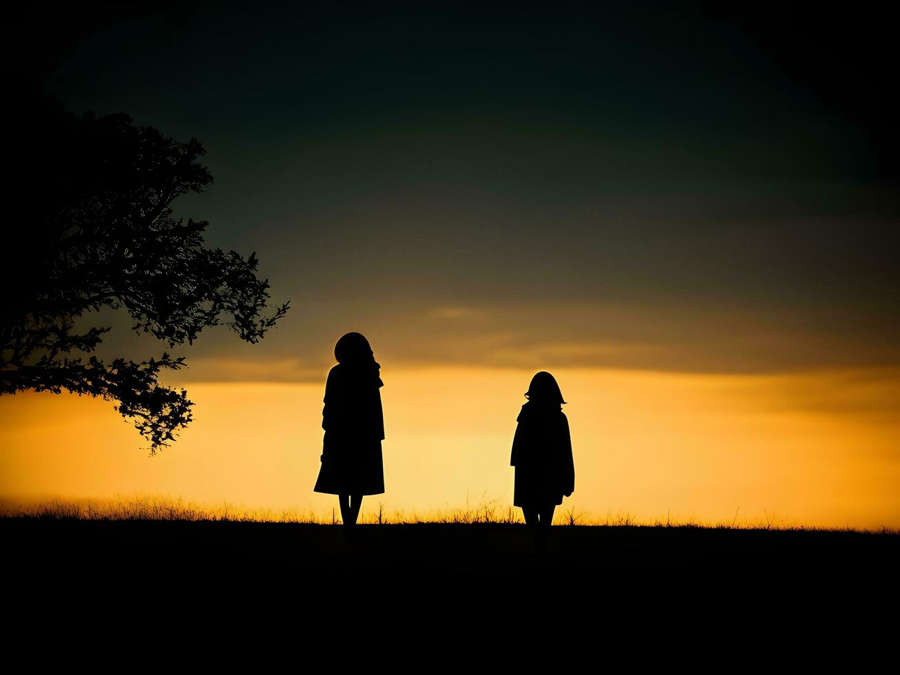 vriendschap onder zonsondergang landschap foto