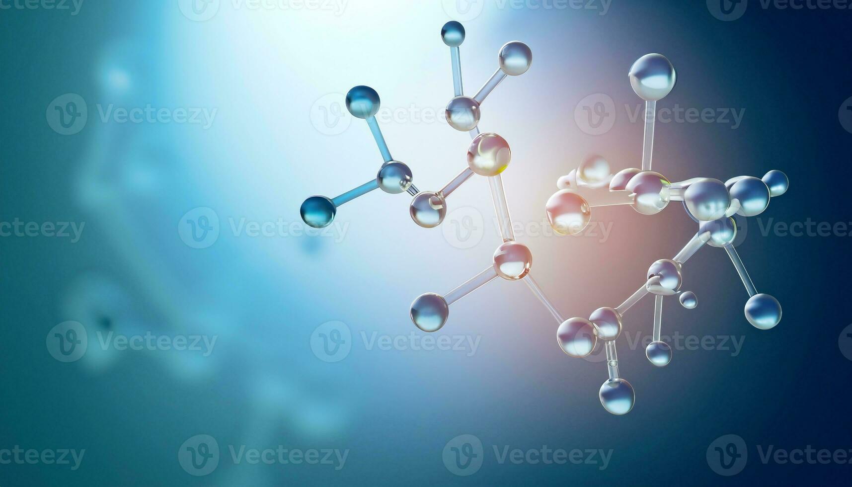 wetenschap achtergrond met molecula en atoom model. abstract moleculair structuur. generatief ai foto