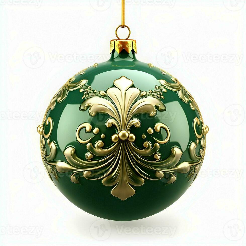 groen Kerstmis ornament. hoog kwaliteit. ai generatief foto