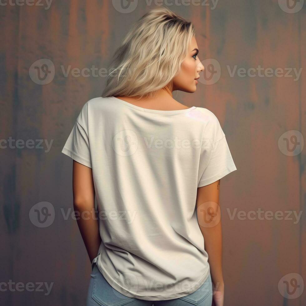 illustratie van een mode portret met duidelijk t-shirt model, ai gegenereerd foto