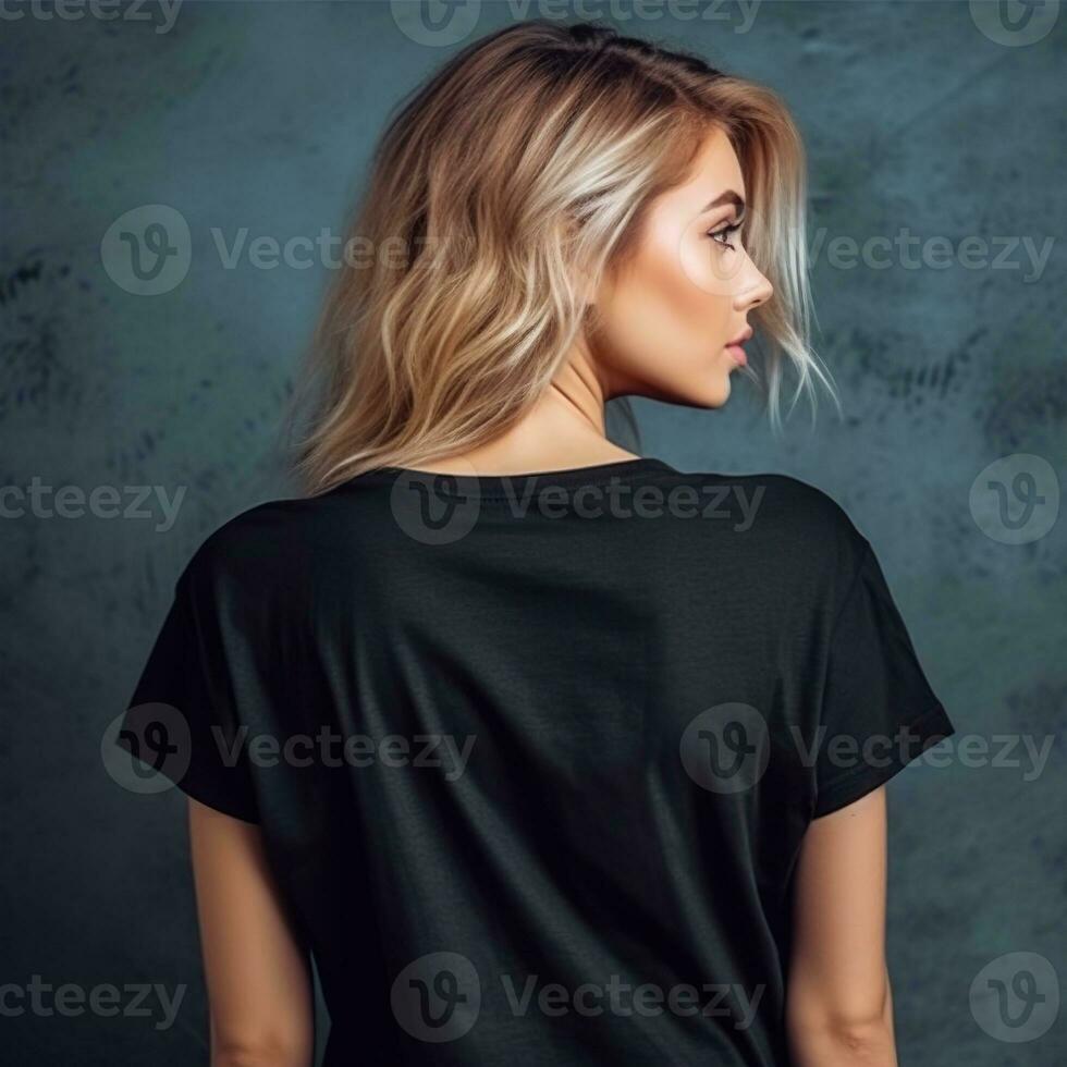 illustratie van een mode portret met duidelijk t-shirt model, ai gegenereerd foto