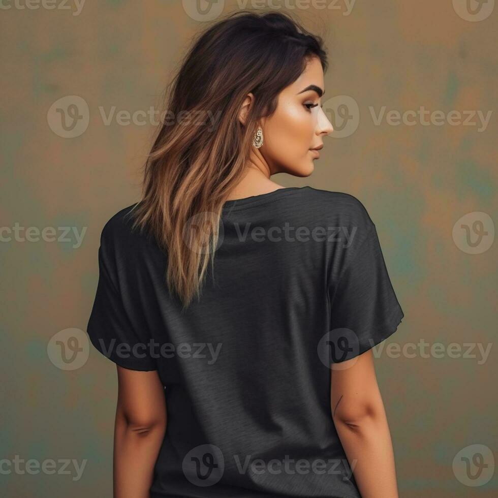 illustratie van een mode portret met duidelijk t-shirt model, ai gegenereerd foto