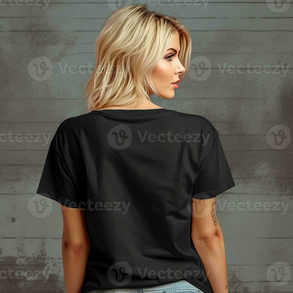 illustratie van een mode portret met duidelijk t-shirt model, ai gegenereerd foto