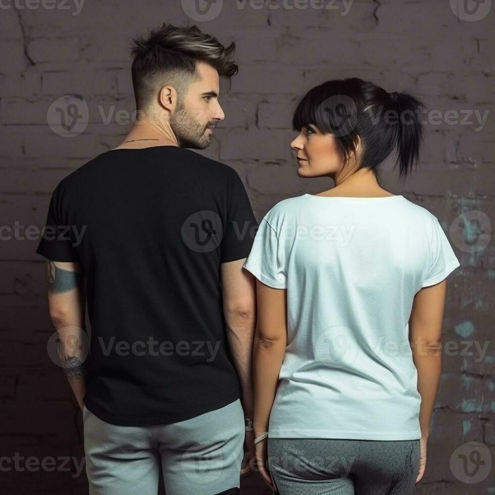 illustratie van een mode portret met duidelijk t-shirt model, ai gegenereerd foto