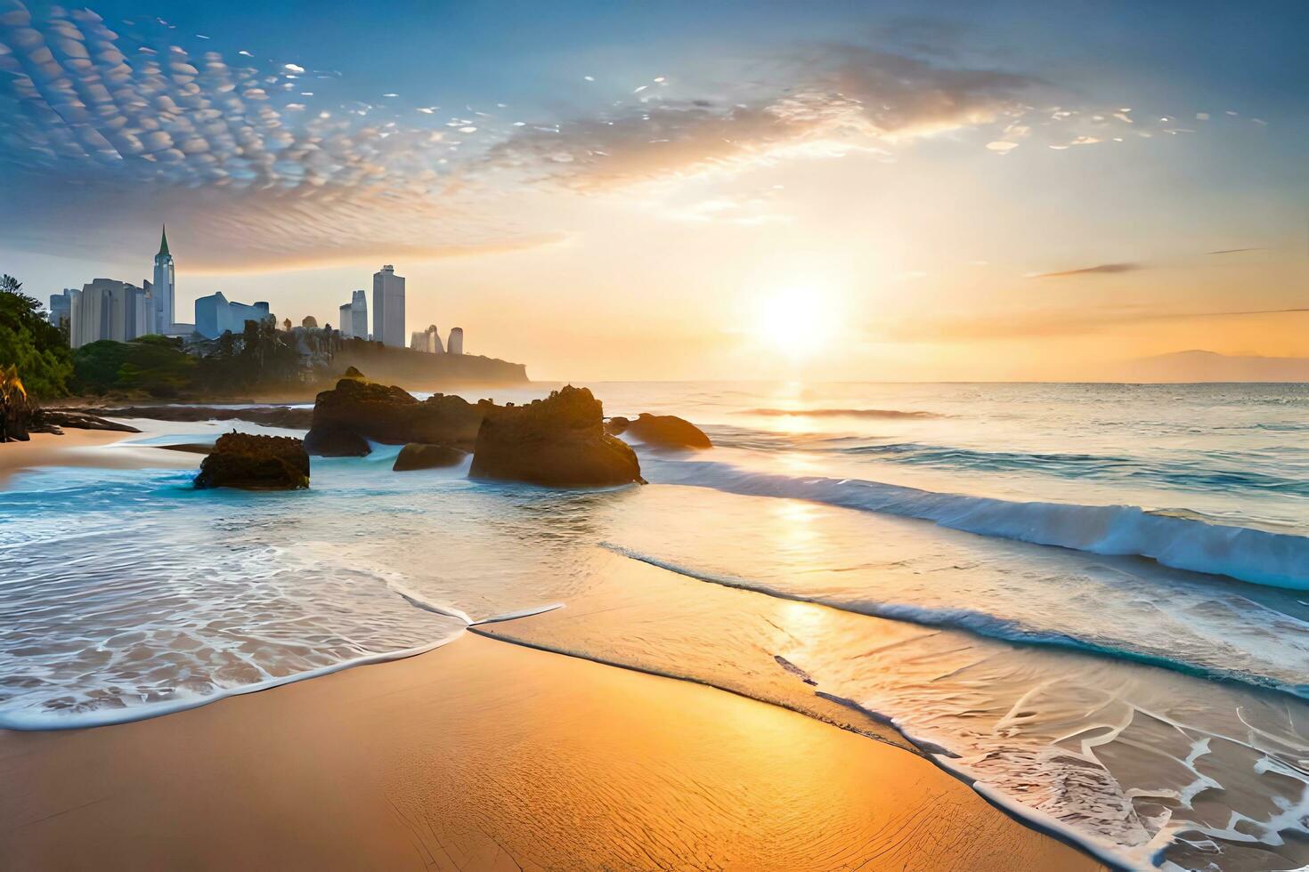 ai generatief, mooi panorama in de tropisch strand foto