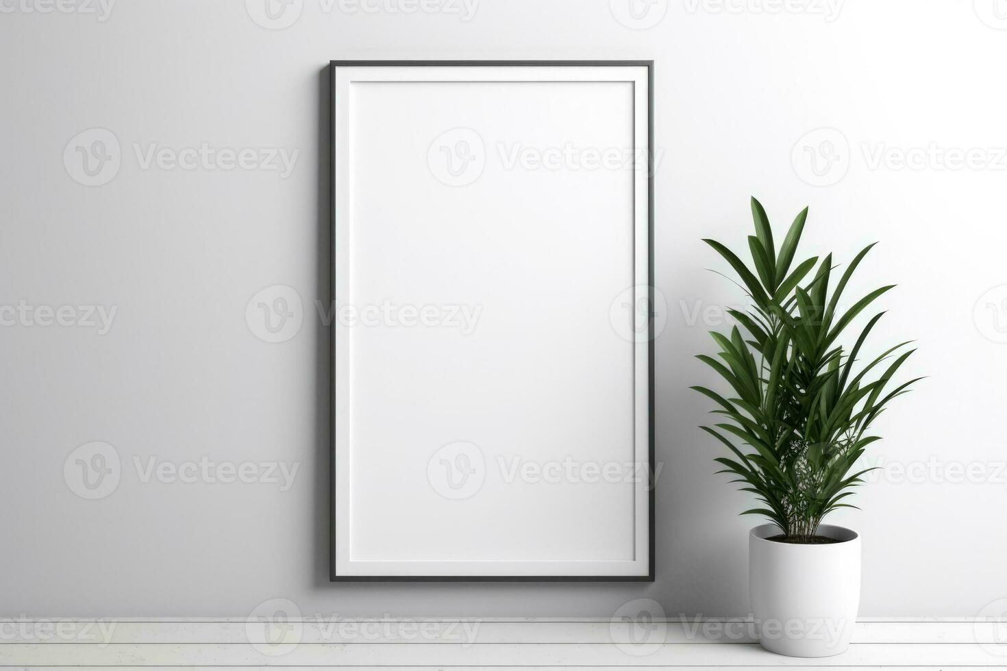 verticaal zwart kader Aan wit muur interieur achtergrondposter mockup foto