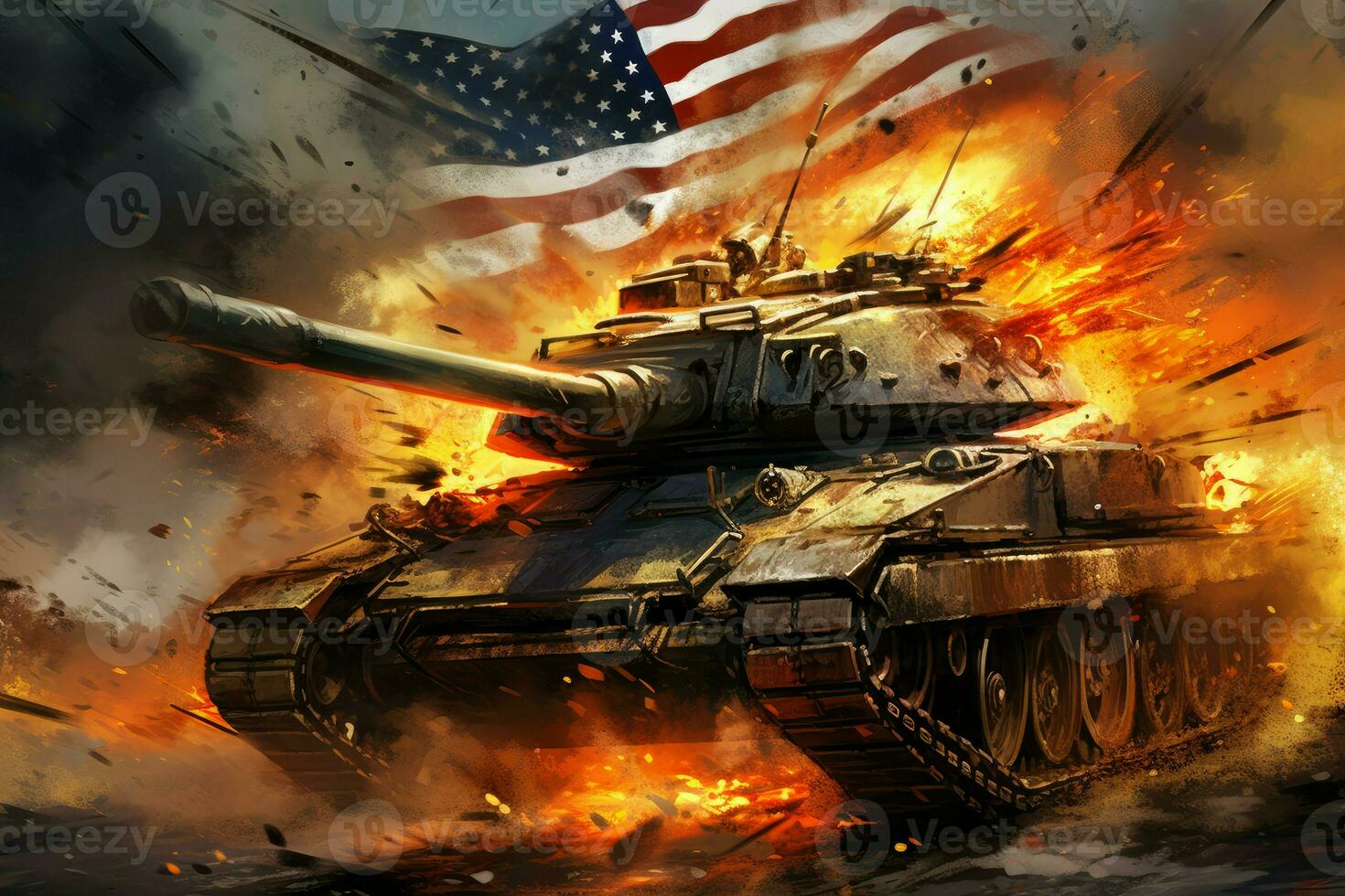 Verenigde Staten van Amerika tank brand elektrisch. genereren ai foto