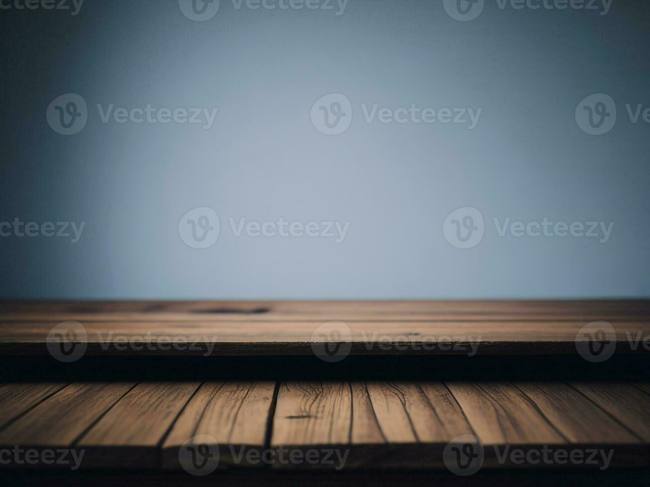 houten tafel en vervagen tropisch strand achtergrond, Product Scherm montage. hoog kwaliteit foto 8k fhd ai gegenereerd