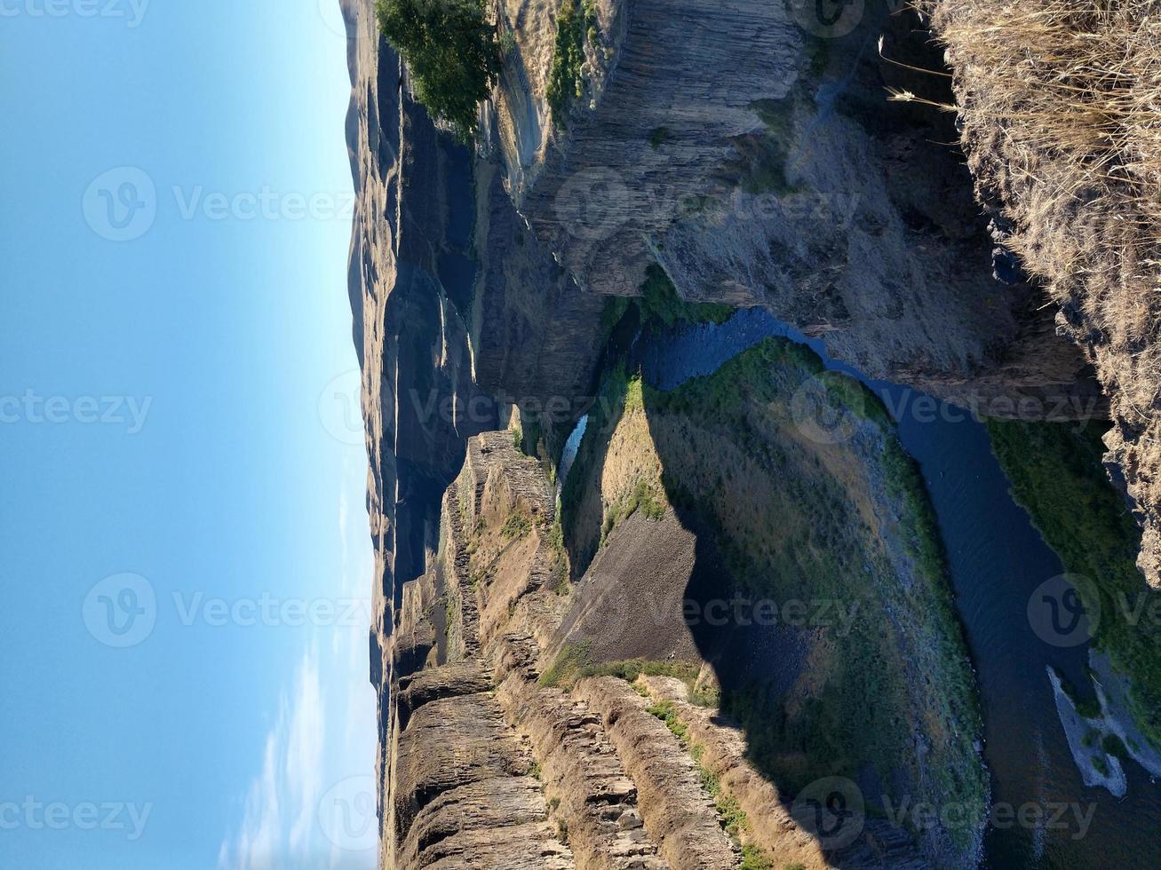 landschap canyon uitzicht bij palouse falls washington voor zonsondergang foto