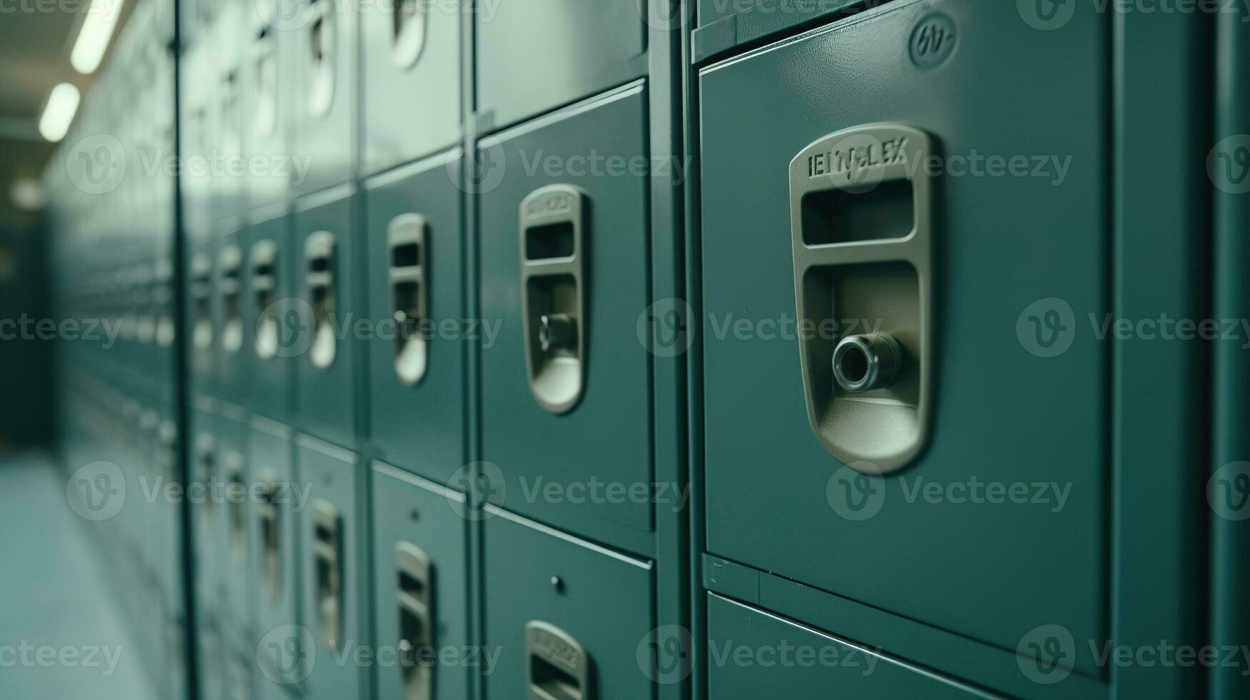 generatief ai, rij van hoog school- kluisjes in de gang, kastje kamer foto