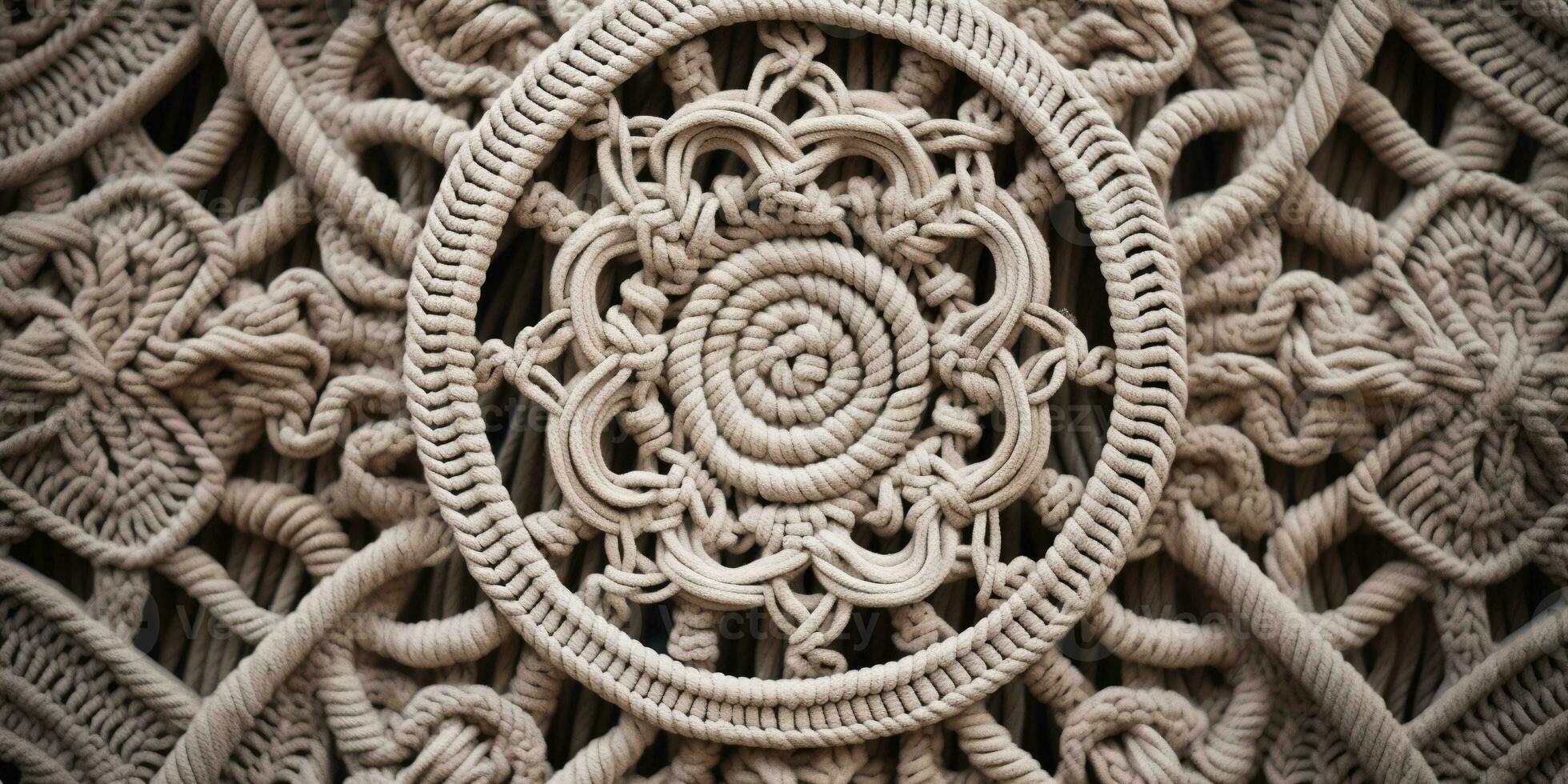 generatief ai, detailopname van hand- gemaakt macrame structuur foto