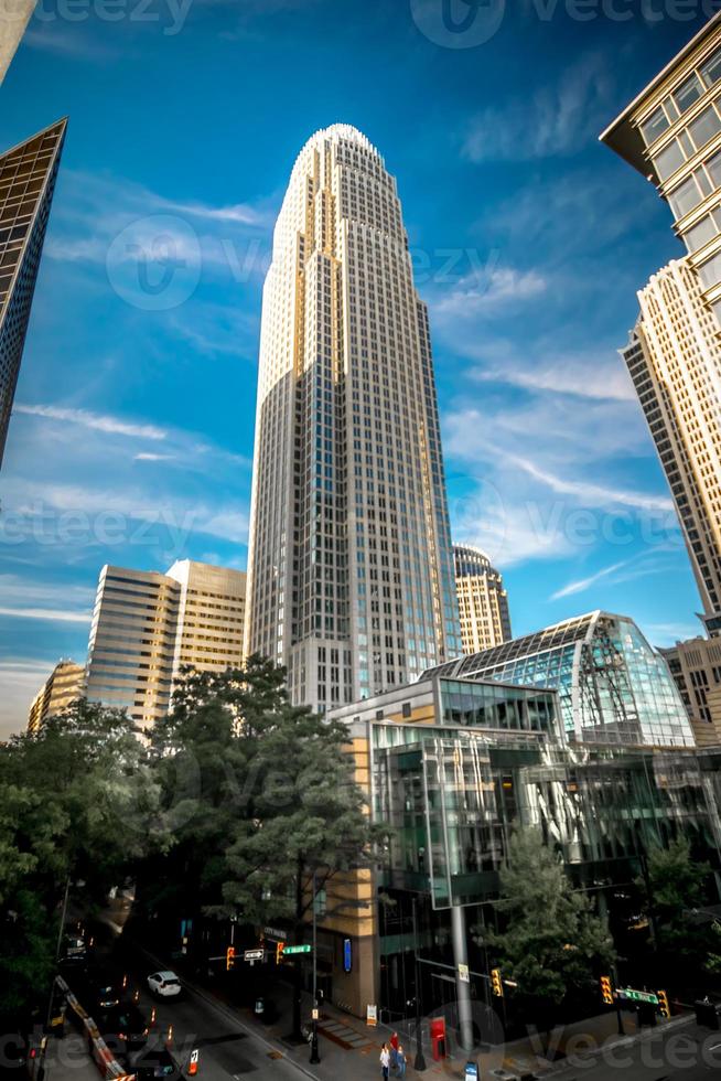 Charlotte North Carolina skyline stadsgezicht car foto