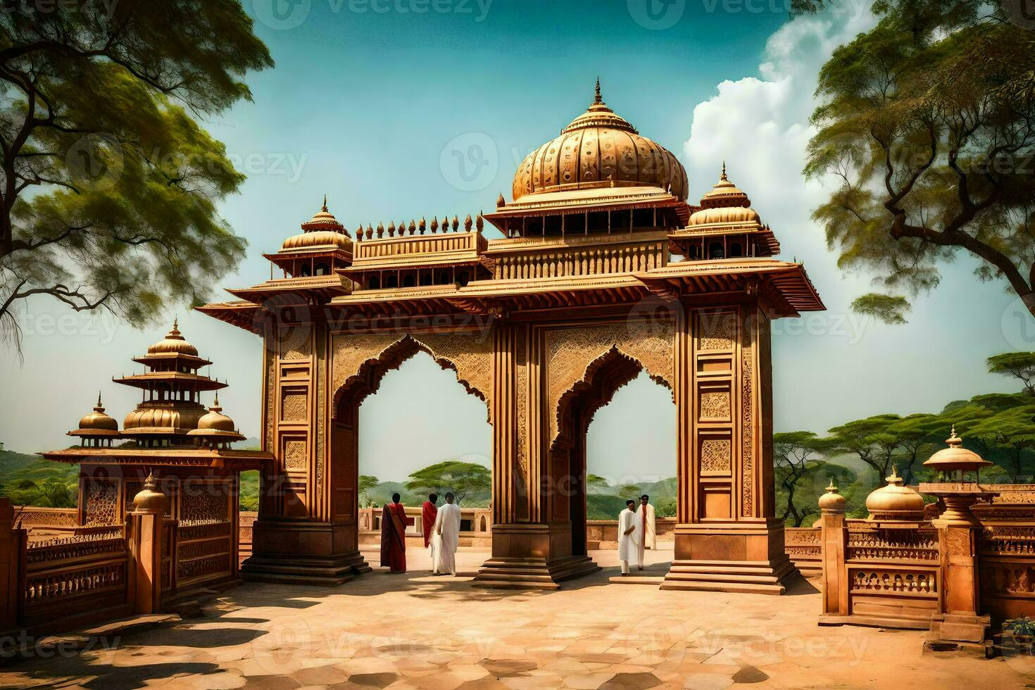 de poort van de paleis, Rajasthan. ai-gegenereerd foto