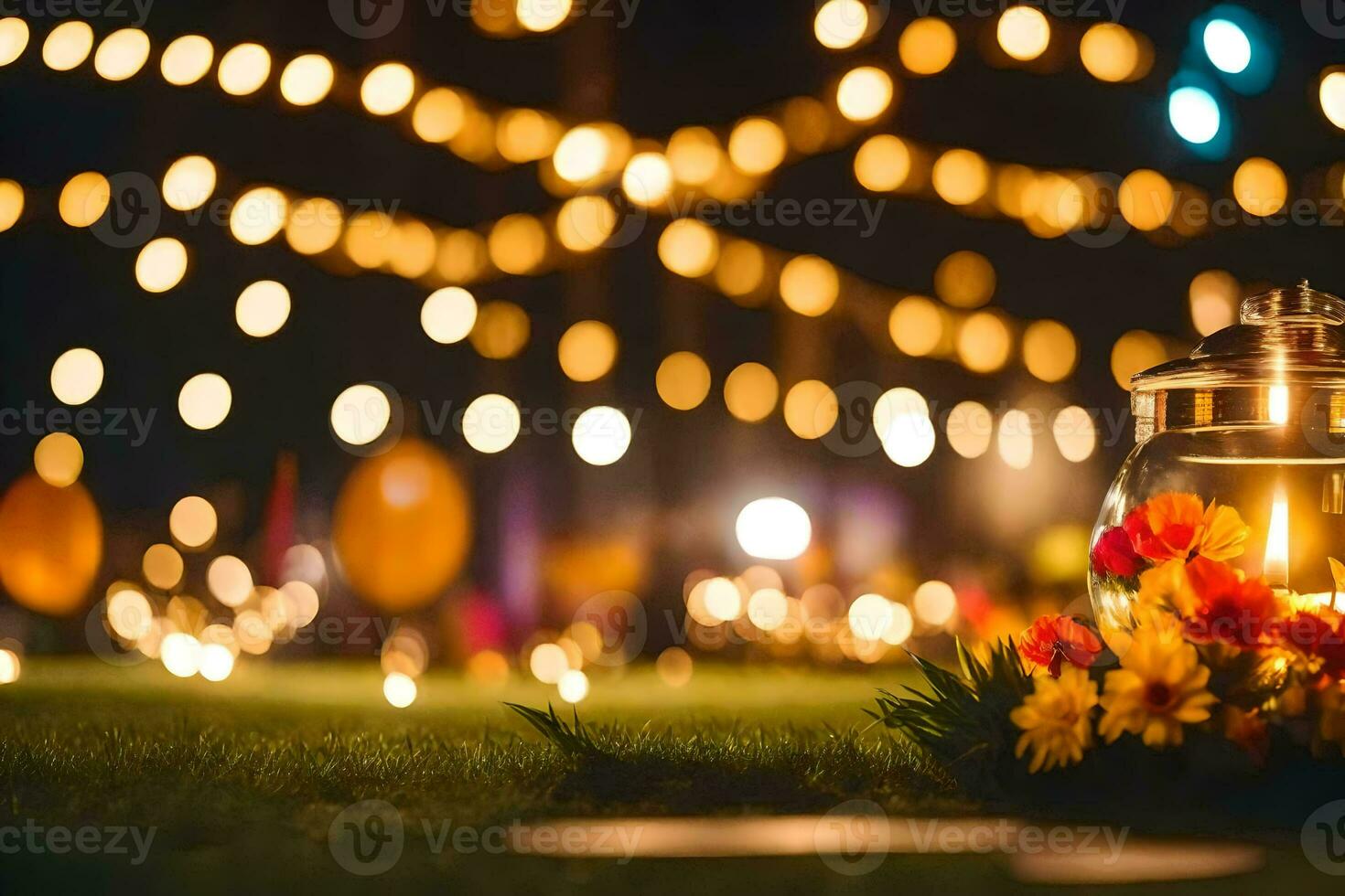 diwali lichten in de tuin. ai-gegenereerd foto