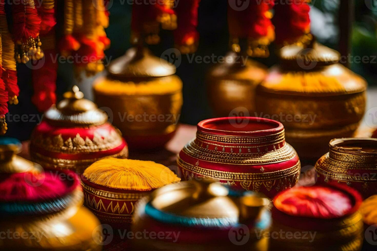 goud en rood pottenbakkerij Aan Scherm. ai-gegenereerd foto