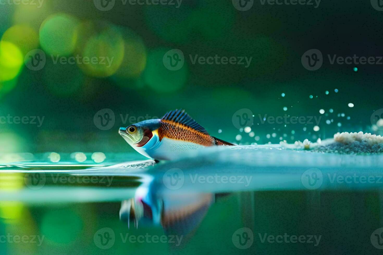 een vis is zwemmen in de water. ai-gegenereerd foto