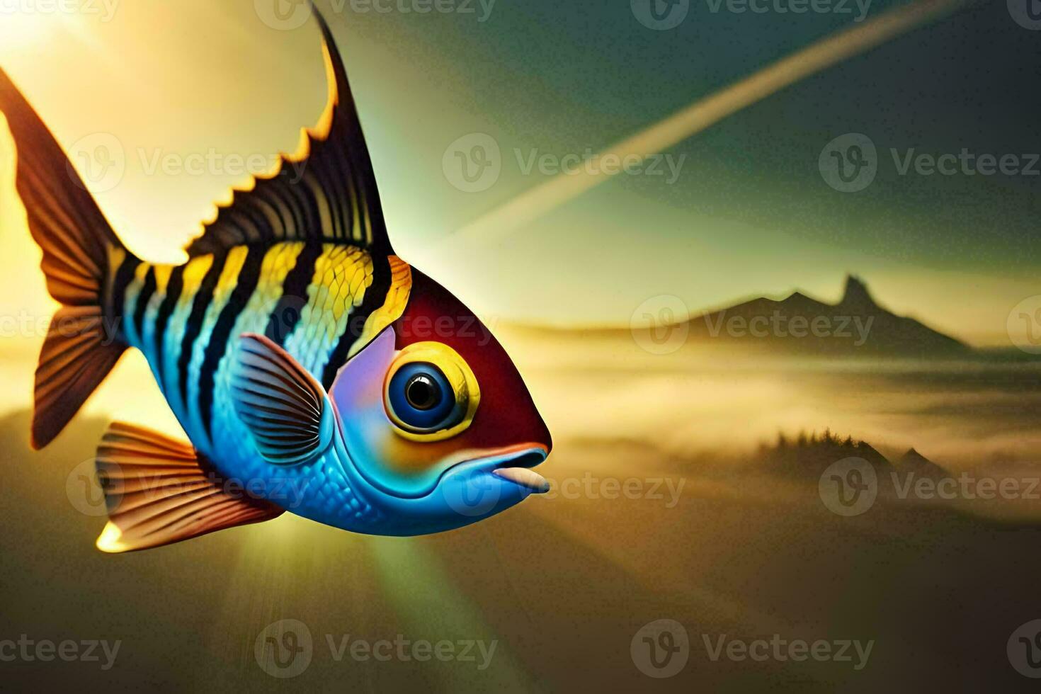 een vis met een kleurrijk patroon Aan haar lichaam. ai-gegenereerd foto