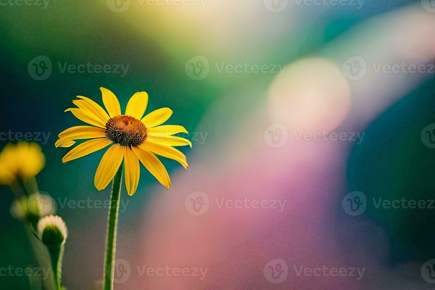 geel bloem in voorkant van wazig achtergrond. ai-gegenereerd foto