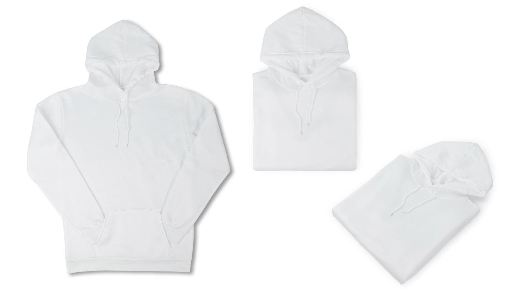 witte hoodie mockup geïsoleerd op een witte achtergrond foto