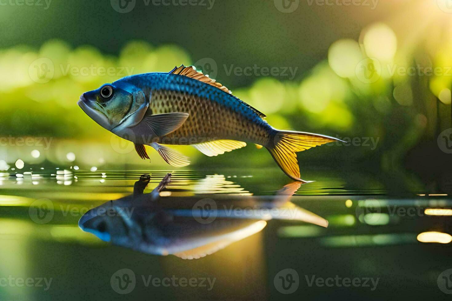 een vis is zwemmen in de water. ai-gegenereerd foto