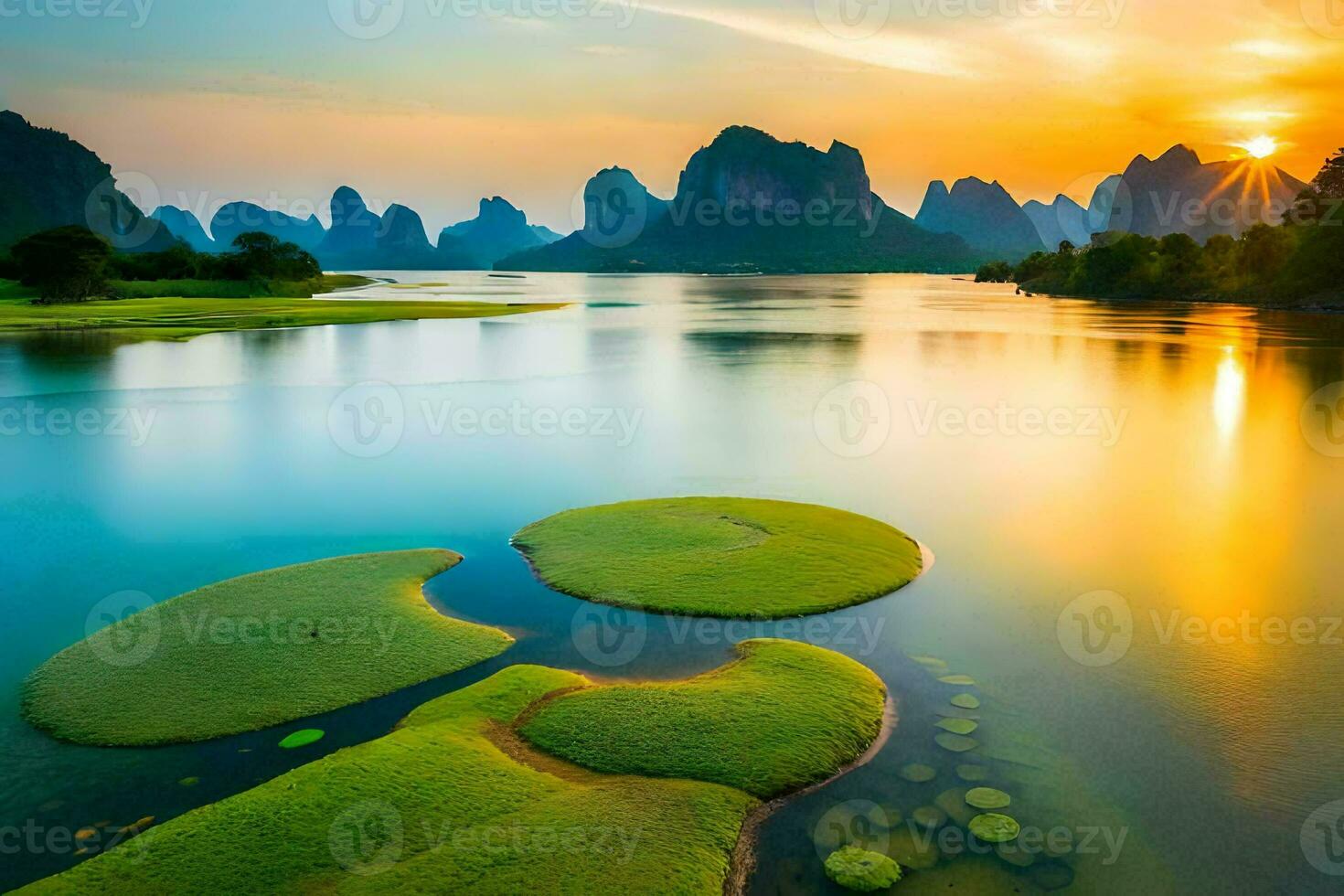 de li rivier- in China. ai-gegenereerd foto