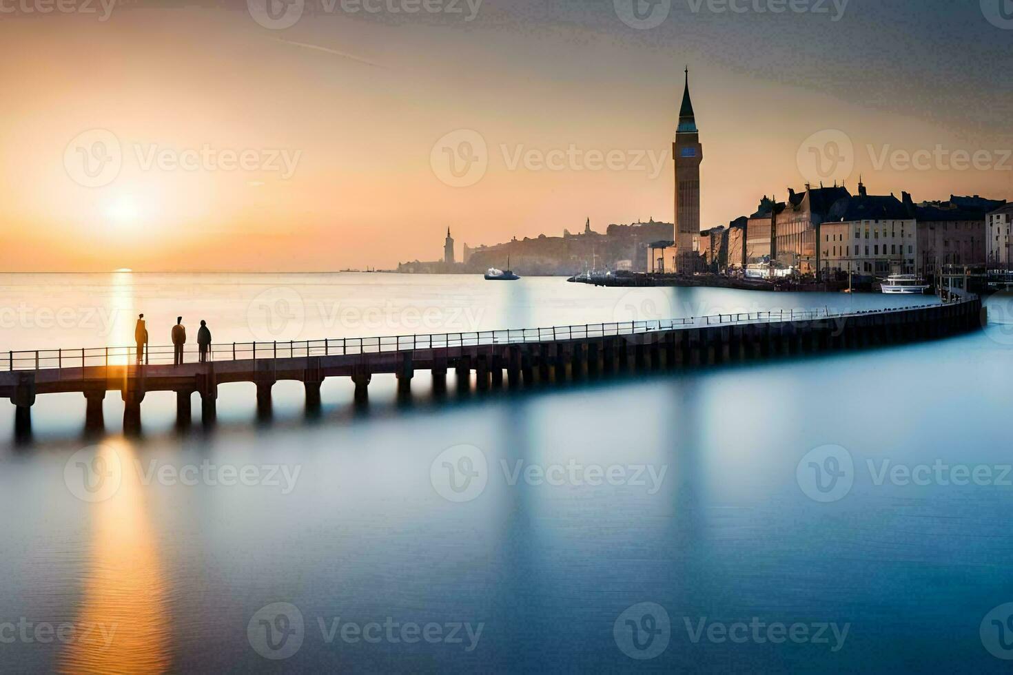 foto behang de lucht, water, stad, de zee, de stad, de zee, de. ai-gegenereerd