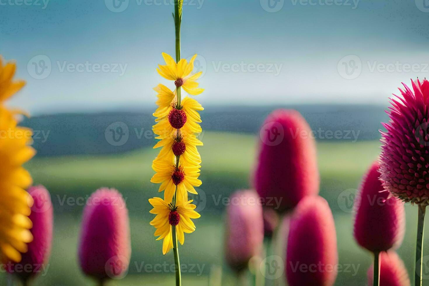 foto behang de lucht, bloemen, bloemen, bloemen, bloemen, bloemen, bloemen, bloemen,. ai-gegenereerd