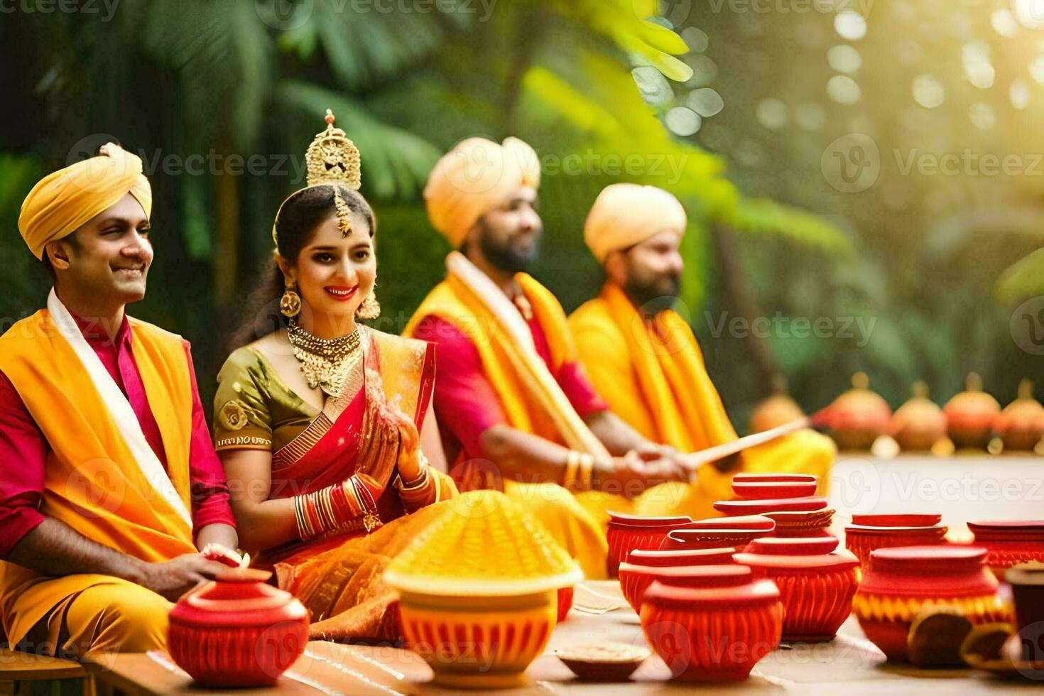 Indisch bruiloft ceremonie. ai-gegenereerd foto