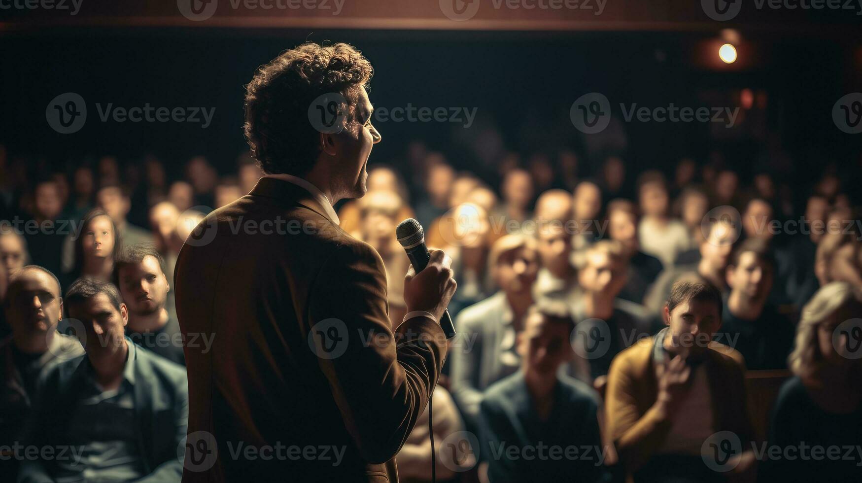 een Mens spreken in kraaien foto