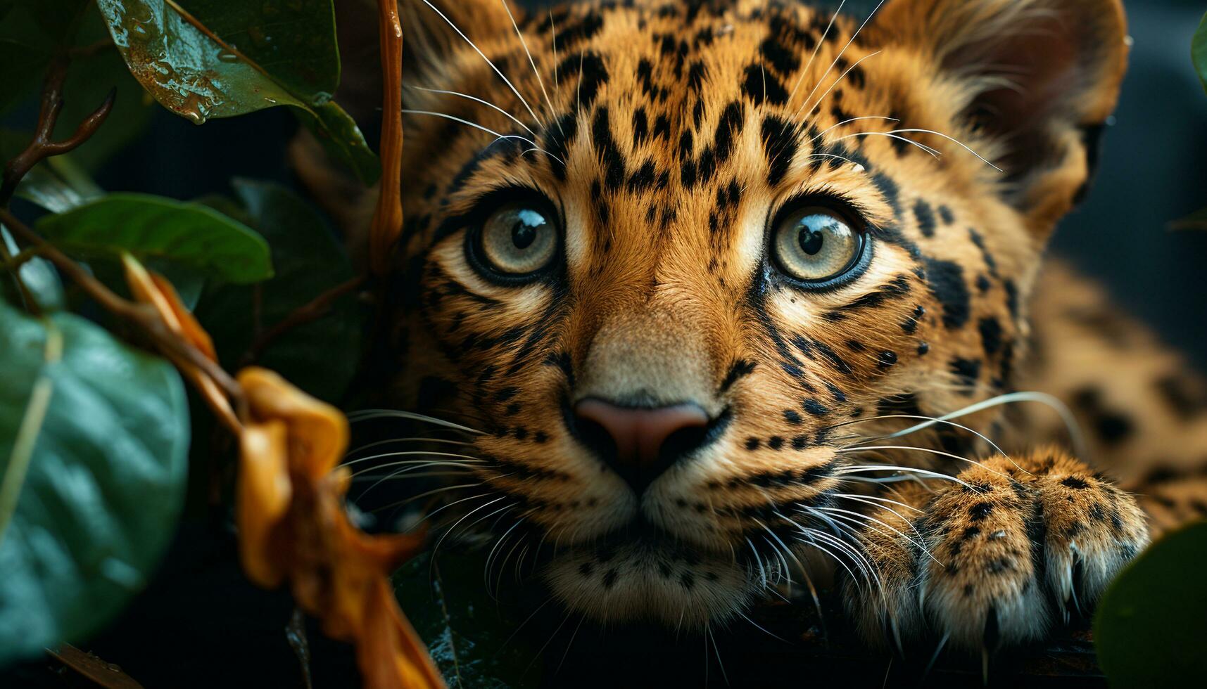 majestueus tijger, woest en mooi, blikken in de camera gegenereerd door ai foto