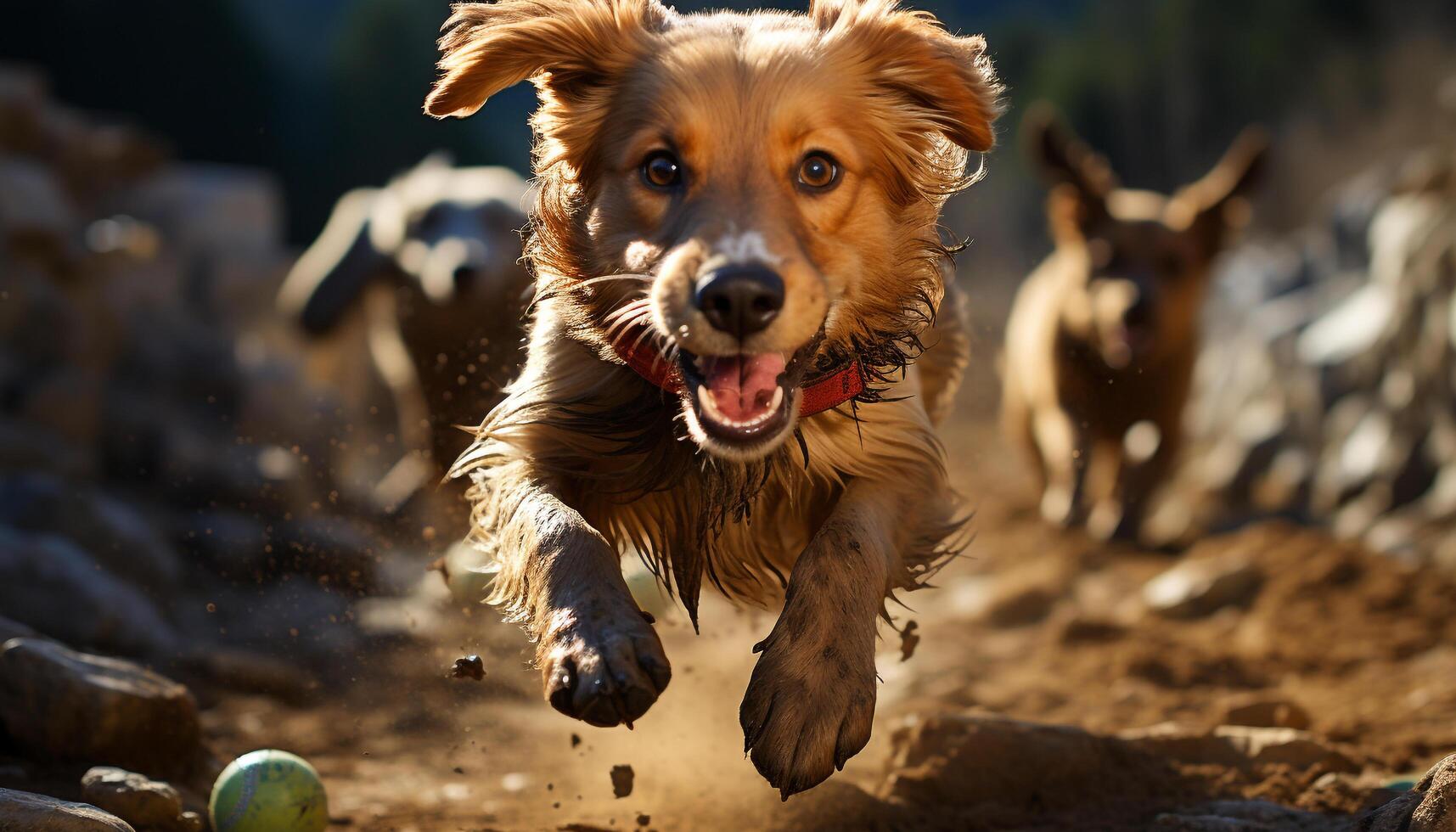 een schattig puppy spelen in de water, genieten van de buitenshuis gegenereerd door ai foto