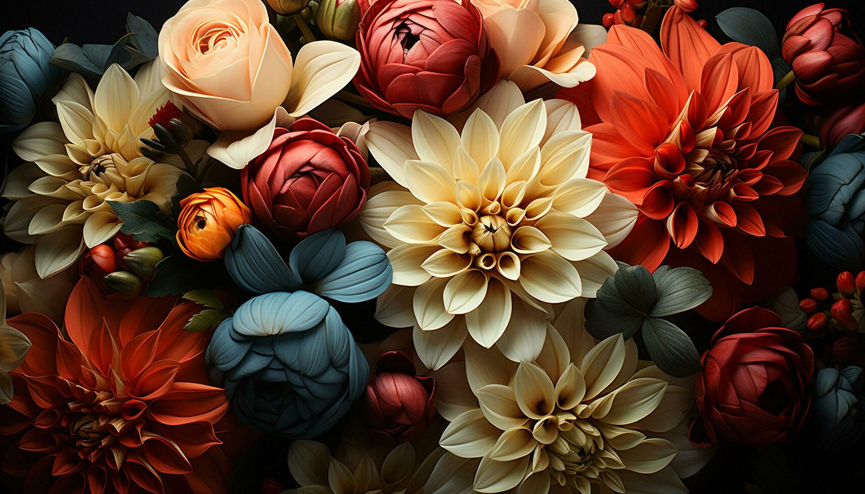natuur schoonheid in een levendig bloemen patroon, een geschenk van romance gegenereerd door ai foto