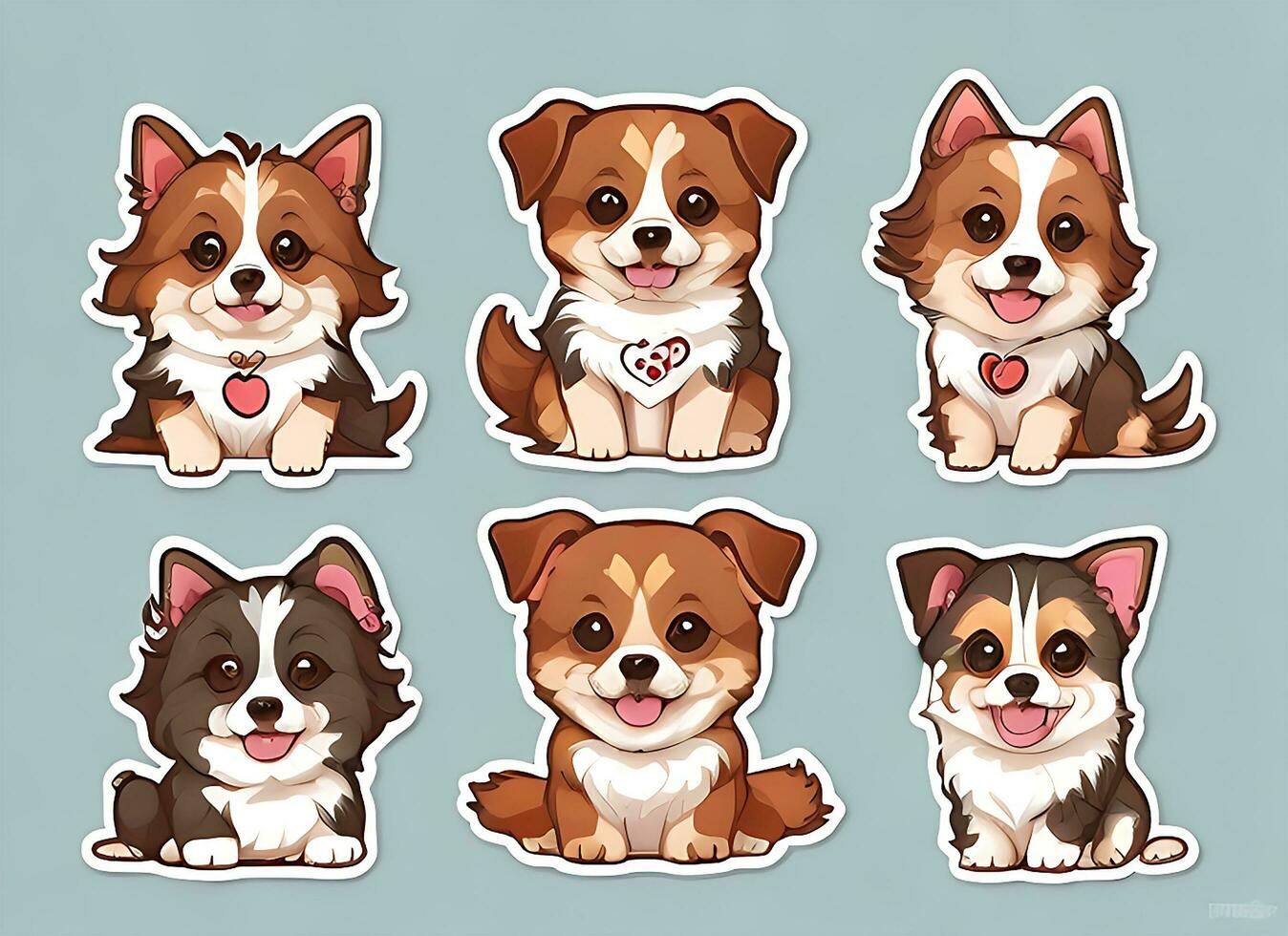 meerdere schattig hond themed vector stickers. hond foto