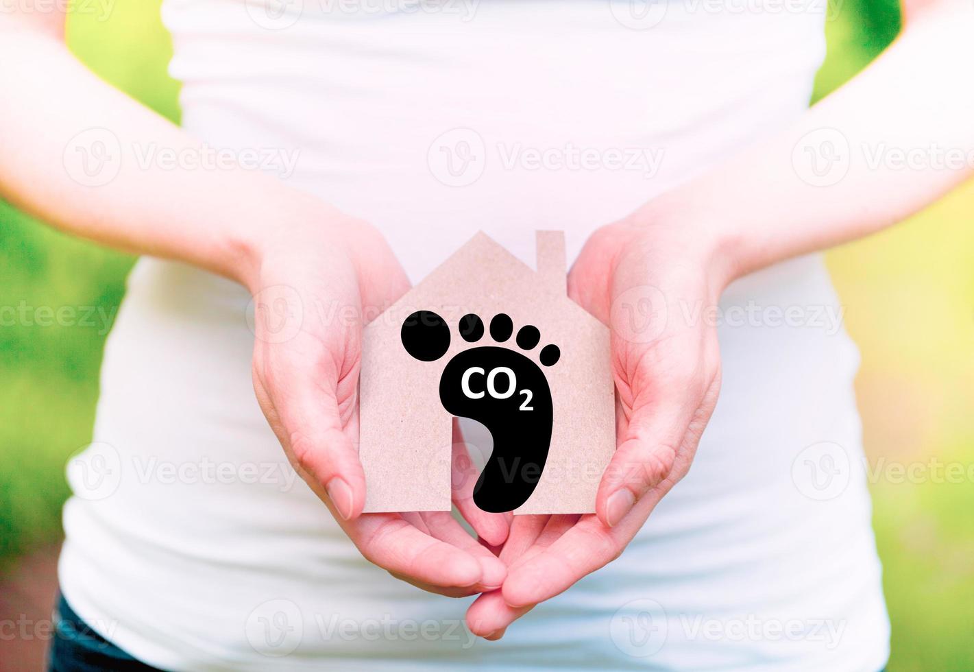 CO2-voetafdruk, concept voor koolstofneutraliteit foto