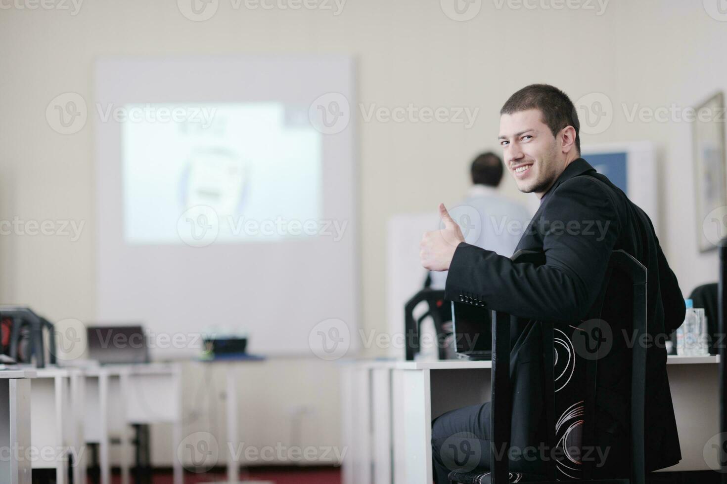 zakenman op seminar foto