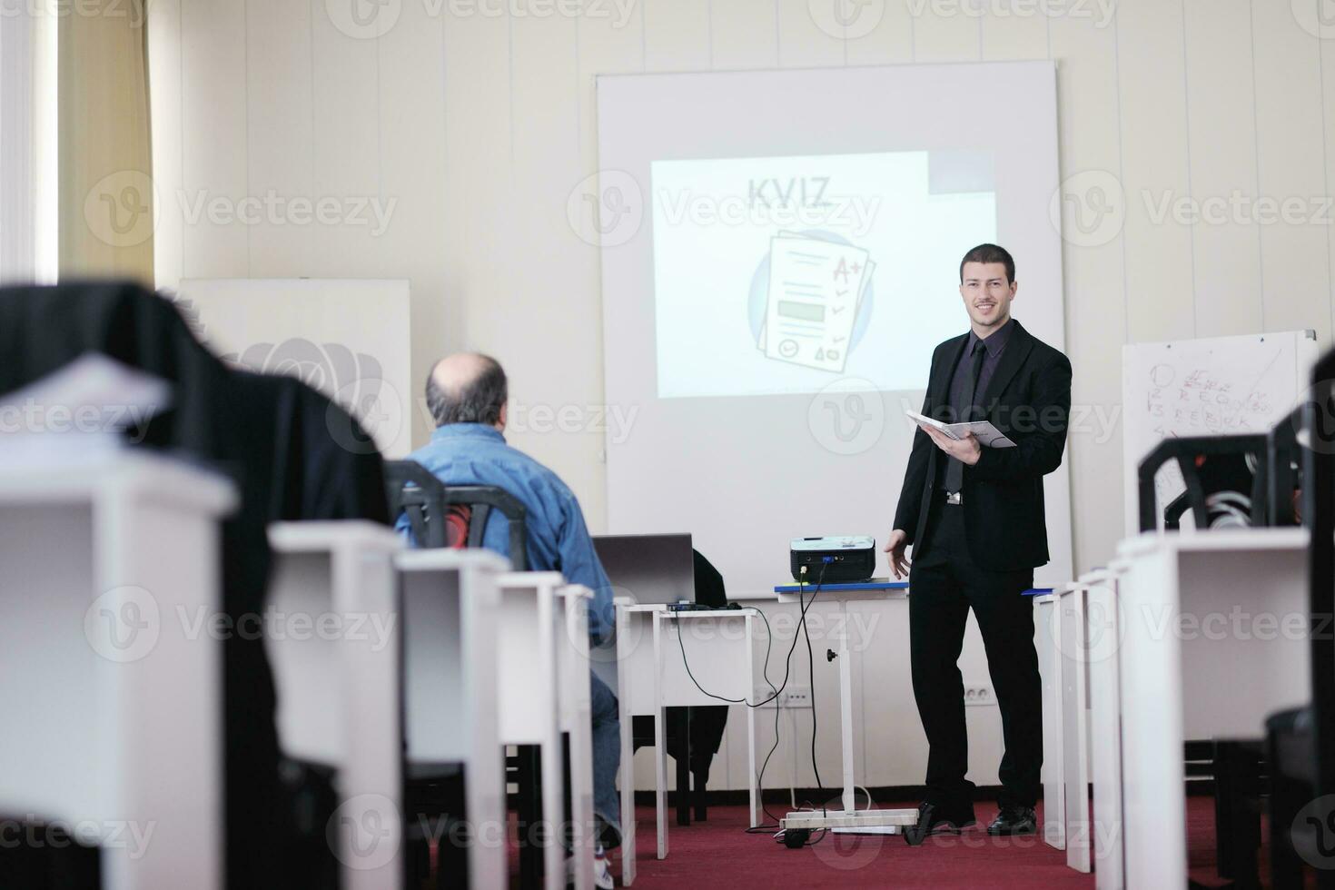 zakenman op seminar foto