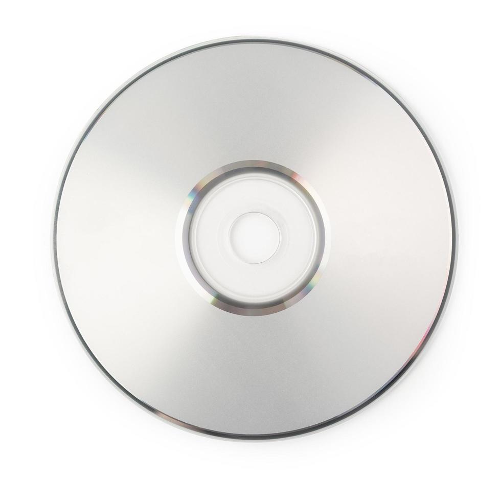 realistische witte cd-sjabloon geïsoleerd op een witte achtergrond foto