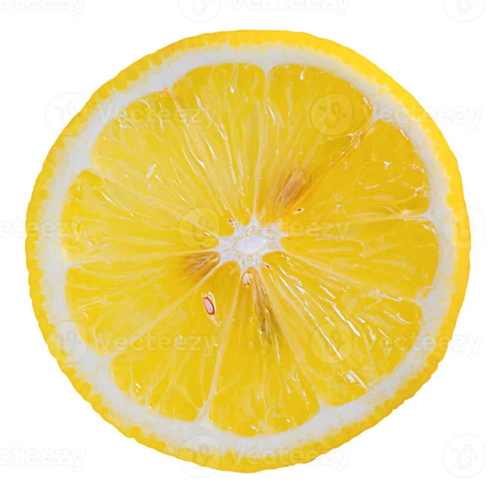 schijfje citroen geïsoleerd op wit. gezond eten foto