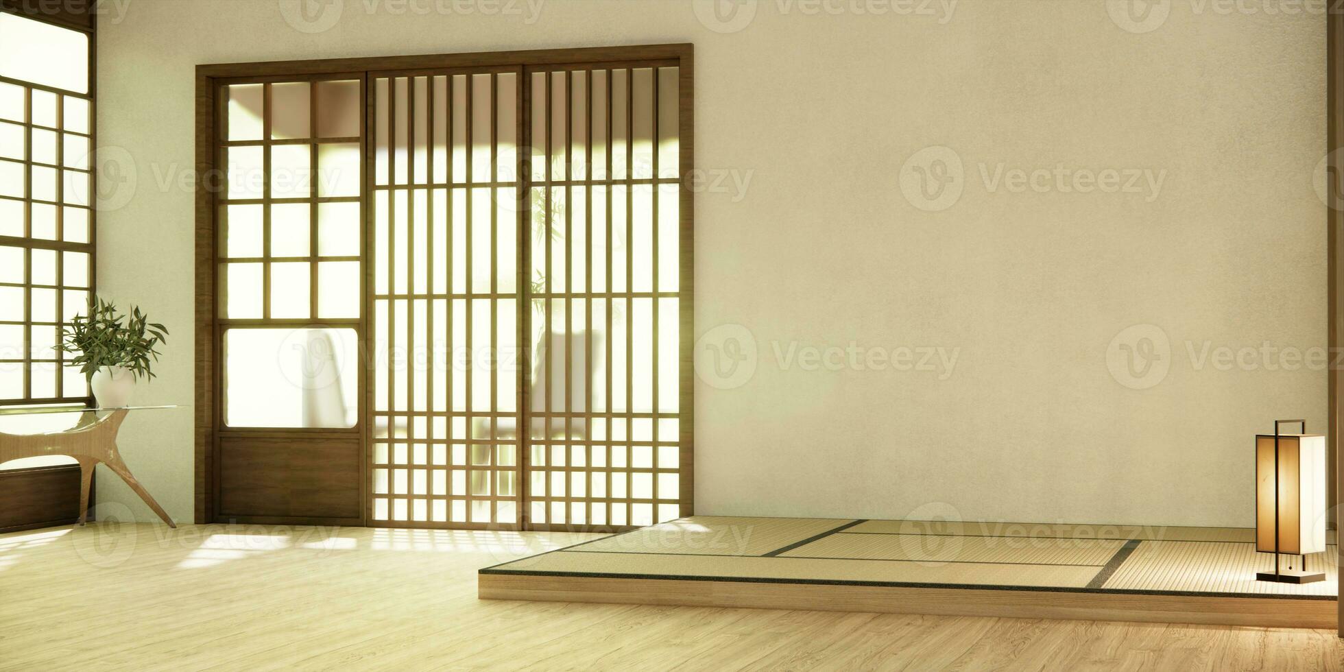 nihon kamer ontwerp interieur met deur papier en muur Aan tatami mat verdieping kamer Japans stijl. foto
